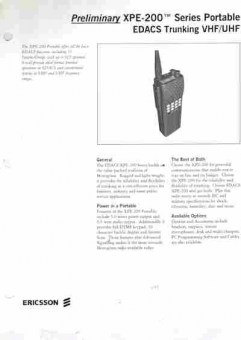 Буклет Ericsson Preliminary XPE-200 Series Portable EDACS Trunking VHF UHF, 55-1446, Баград.рф